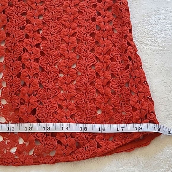 Mimi Chica Women's XS Crochet Rusty Red Overlay Tank Top Criss Cross Back Boho - Picture 10 of 15